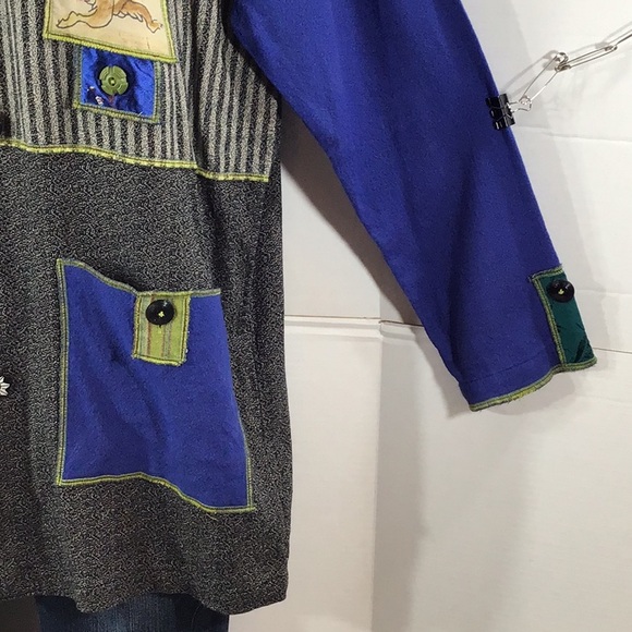 Hand painted vintage Celia Forrester patchwork bunny jacket L - Picture 6 of 12